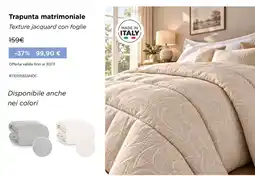 Kasanova Trapunta matrimoniale Texture jacquard con foglie offerta