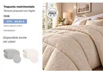 Trapunta matrimoniale Texture jacquard con foglie