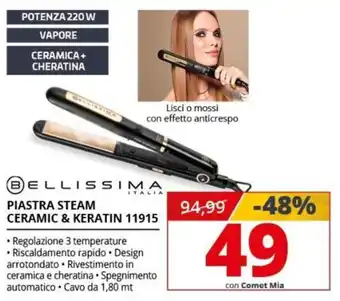 Piastra steam ceramic & keratin 11915 Bellissima Italia
