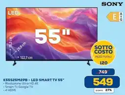 Euronics Bruno Sony LED Smart TV 55" offerta