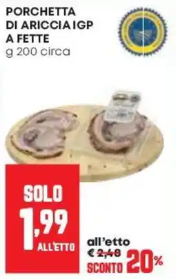 Pam Porchetta di Ariccia IGP offerta