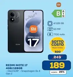 Euronics Bruno Redmi Note 17 offerta