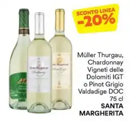 Unes Müller Thurgau, Chardonnay Vigneti delle Dolomiti IGT o Pinot Grigio Valdadige DOC Santa Margherita offerta