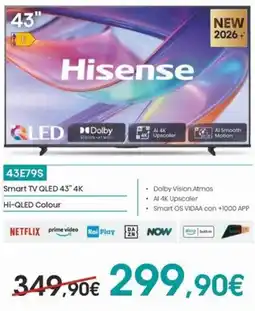 Euronics Hisense Smart TV QLED 43" 4K offerta