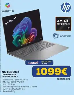 Euronics HP Notebook Omnibook 5 16-BP0016NLX offerta