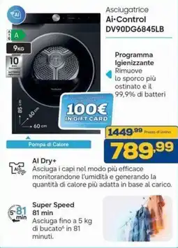 Euronics Bruno Asciugatrice Ai-Control offerta