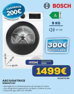 Euronics Asciugatrice Bosch offerta