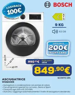 Euronics Bosch Asciugatrice WQG243D9 offerta