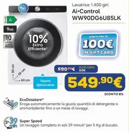 Euronics Lavatrice Ai-Control offerta
