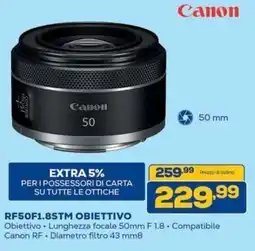 Euronics Bruno Canon RF50F1.8STM obiettivo offerta