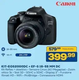 Euronics Bruno Canon KIT-EOS2000DC + EF-S 18-55 MM DC offerta
