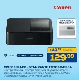 Euronics Bruno Canon CP1500BLACK - Stampante fotografica offerta