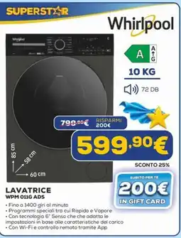 Euronics Lavatrice Whirlpool offerta