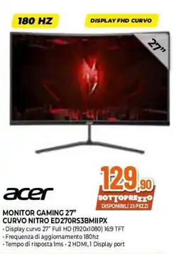 Expert Acer Monitor Gaming 27" Curvo Nitro ED270RS3BMIIPX offerta