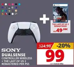 Comet Sony Dualsense controller wireless + The Last of Us 2 Remastered per PS5 offerta