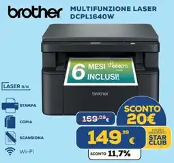 Euronics Tufano Brother multifunzione laser DCPL1640W offerta