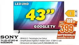 Expert Sony TV LED 43" UHD 4K offerta