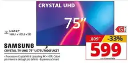 Comet Samsung Crystal TV UHD 75" offerta
