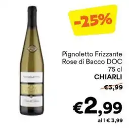 Unes Pignoletto Frizzante Rose di Bacco DOC CHIARLI offerta