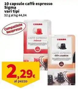 Sigma Superstore Capsule caffè espresso Sigma offerta