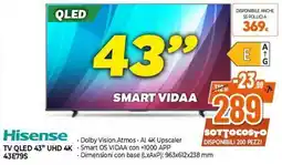 Expert Hisense TV QLED 43" UHD 4K 43E79S offerta