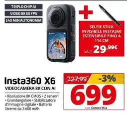 Comet Insta360 X6 Videocamera 8k con ai offerta