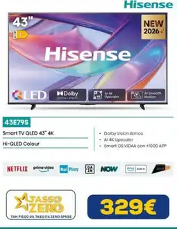 Euronics Hisense Smart TV QLED 43" 4K offerta