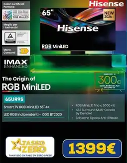 Euronics Hisense Smart TV RGB MiniLED 65" 4K offerta