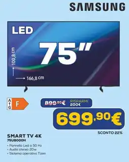 Euronics Samsung Smart TV 4K 75U8000H offerta