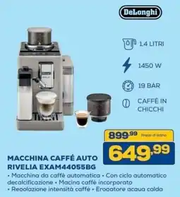 Euronics Bruno DeLonghi macchina caffè auto Rivelia offerta