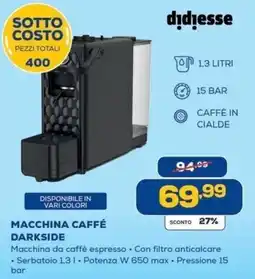 Euronics Bruno Macchina caffè Darkside offerta