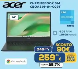 Euronics Tufano Acer Chromebook 314 offerta