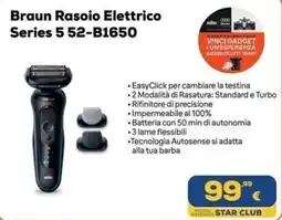 Euronics Tufano Braun Rasoio Elettrico Series 5 52-B1650 offerta