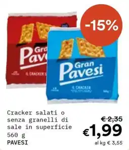 Borello Supermercati Cracker salati o senza granelli di sale in superficie Pavesi offerta
