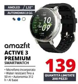 Comet Amazfit Active 3 Premium Smartwatch offerta