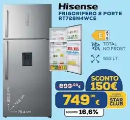 Euronics Tufano Hisense frigorifero 2 porte offerta
