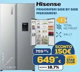 Euronics Tufano Hisense frigorifero side by side offerta