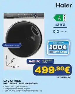 Euronics Haier Lavatrice I-Pro Series 7 Plus offerta