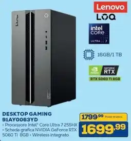Euronics Bruno Lenovo Desktop Gaming offerta