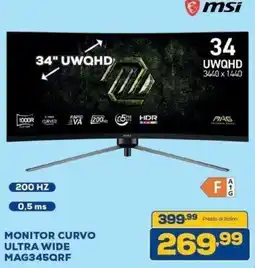 Euronics Bruno Monitor curvo ultra wide MSI MAG345QRF offerta