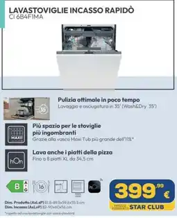 Euronics Tufano Lavastoviglie incasso rapido CI 6B4FIMA offerta