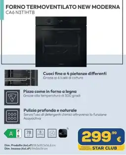 Euronics Tufano Forno termoventilato new moderna CA6 N3T1HTB offerta