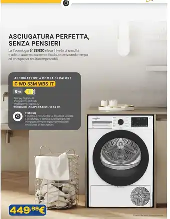 Asciugatrice a pompa di calore C WD 83M WBS IT