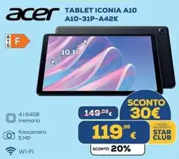 Euronics Tufano Acer Tablet Iconia A10 offerta