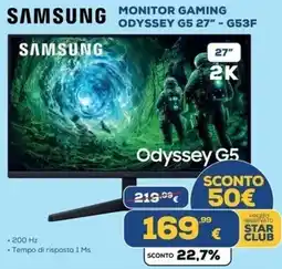 Euronics Tufano Samsung Monitor Gaming Odyssey G5 27" - G53F offerta
