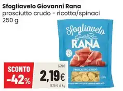 Coop Trentino Sfogliavelo Giovanni Rana prosciutto crudo offerta