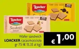 Eurospesa Wafer sandwich LOACKER cacao/nocciola offerta