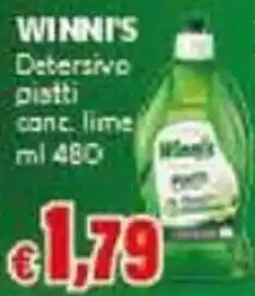 Mercati Alimentari Winni's Detersivo piatti c.c. lime offerta