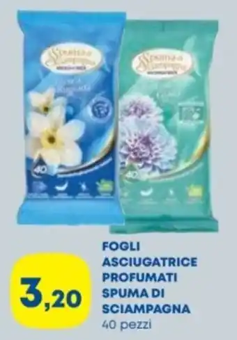 Fogli asciugatrice profumati spuma di sciampagna
