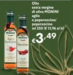 SuperW Olio extra vergine di oliva MONINI aglio e peperoncino offerta